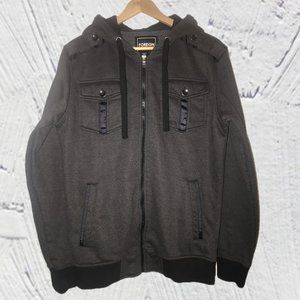 Chevron Full-Zip Utility Hoodie (Gray/Black)